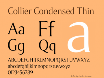 Collier-CondensedThin Version 1.000 Font Sample