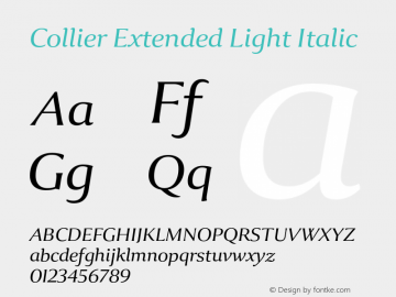 Collier-ExtendedLightItalic Version 1.000 Font Sample