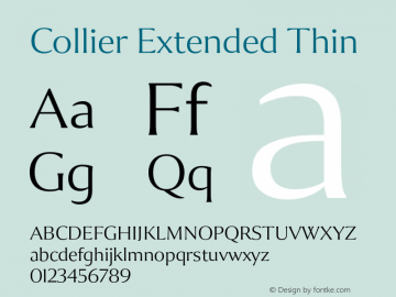 Collier-ExtendedThin Version 1.000 Font Sample