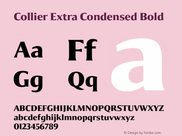 Collier-ExtraCondensedBold Version 1.000 Font Sample