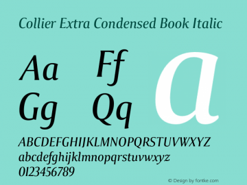 Collier-ExtraCondensedBookIt Version 1.000 Font Sample