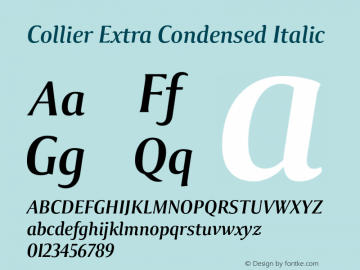 Collier-ExtraCondensedItalic Version 1.000 Font Sample