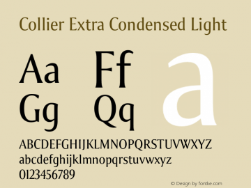 Collier-ExtraCondensedLight Version 1.000 Font Sample