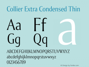 Collier-ExtraCondensedThin Version 1.000 Font Sample