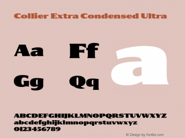 Collier-ExtraCondensedUltra Version 1.000 Font Sample