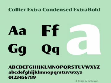 Collier-ExtraCondensedXBold Version 1.000 Font Sample
