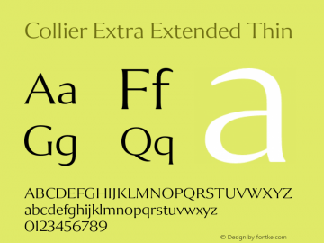 Collier-ExtraExtendedThin Version 1.000 Font Sample