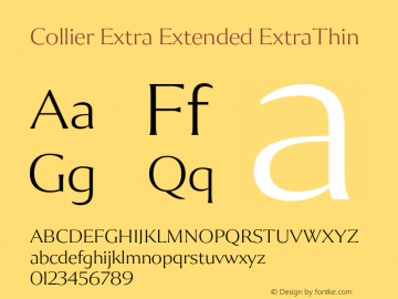 Collier-ExtraExtendedXThin Version 1.000 Font Sample
