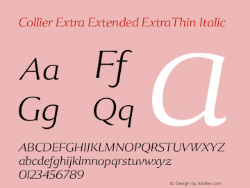 Collier-ExtraExtendedXThinIt Version 1.000 Font Sample