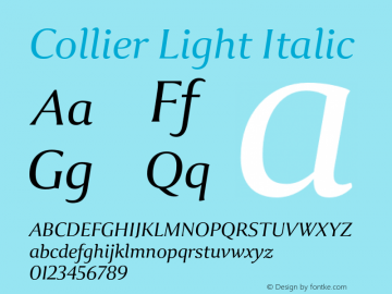 Collier-LightItalic Version 1.000 Font Sample