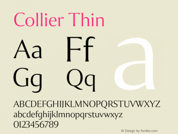 Collier-Thin Version 1.000 Font Sample