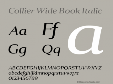 Collier-WideBookItalic Version 1.000 Font Sample
