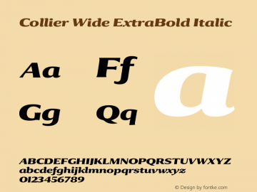 Collier-WideExtraBoldItalic Version 1.000 Font Sample
