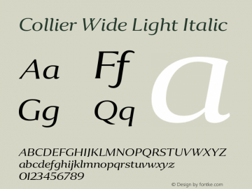 Collier-WideLightItalic Version 1.000 Font Sample