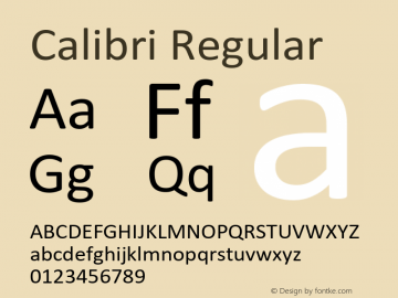 Calibri Version 6.23 Font Sample