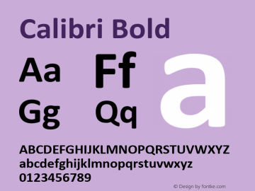Calibri Bold Version 6.23 Font Sample
