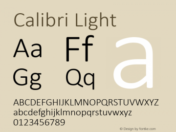 Calibri Light Version 6.23 Font Sample
