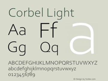 Corbel Light Version 6.01 Font Sample