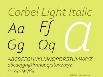 Corbel Light Italic Version 6.01图片样张