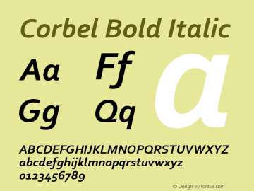 Corbel Bold Italic Version 6.01图片样张
