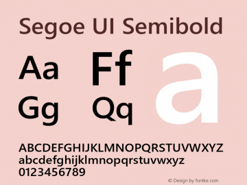 Segoe UI Semibold Version 5.62 Font Sample