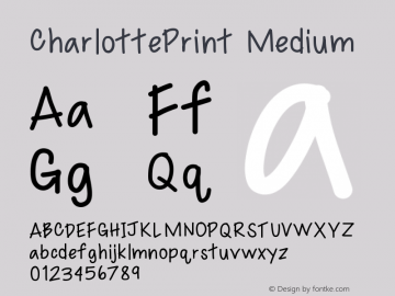 CharlottePrint Medium Version 001.000 Font Sample