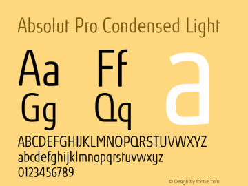 Absolut Pro Condensed Light Version 3.007图片样张