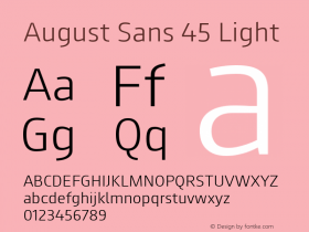 August Sans 45 Light Version 2.003 Font Sample