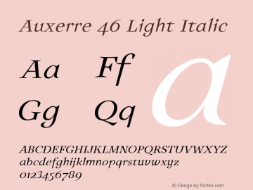 Auxerre 46 Light Italic Version 1.003图片样张