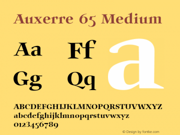 Auxerre 65 Medium Version 1.007 Font Sample