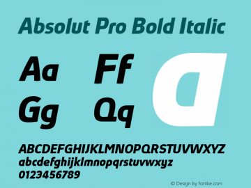 Absolut Pro Bold Italic Version 5.005图片样张