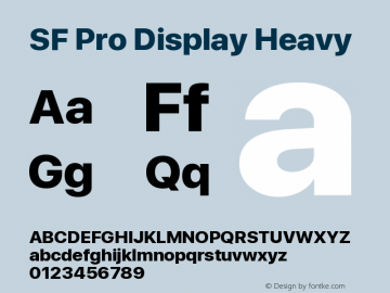 SF Pro Display Heavy Version 13.0d3e20 Font Sample