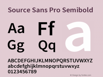 Source Sans Pro Semibold Version 2.045;hotconv 1.0.109;makeotfexe 2.5.65596 Font Sample