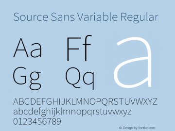 Source Sans Variable Version 1.020;hotconv 1.0.109;makeotfexe 2.5.65596 Font Sample