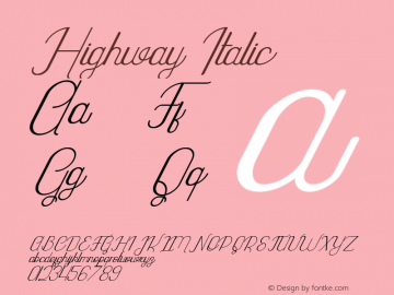 Highway Italic Version 1.002;Fontself Maker 3.0.0-3图片样张