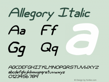 Allegory Italic Version 1.00;February 8, 2019;FontCreator 11.5.0.2430 64-bit图片样张