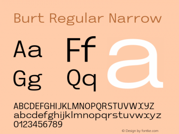 Burt Regular Narrow Version 1.000;hotconv 1.0.109;makeotfexe 2.5.65596;YWFTv17图片样张
