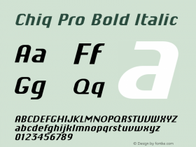 Chiq Pro Bold Italic Version 1.015 Font Sample