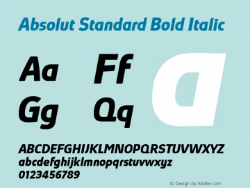 Absolut Standard Bold Italic Version 5.007图片样张