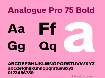 Analogue Pro 75 Bold Version 5.017 Font Sample