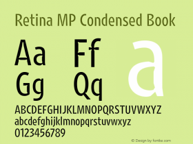 RetinaMPCondensed-Book Version 1.001;PS 1.000;hotconv 16.6.51;makeotf.lib2.5.65220 Font Sample