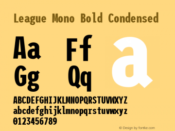 League Mono Bold Condensed Version 2.000;PS 002.000;hotconv 1.0.88;makeotf.lib2.5.64775 Font Sample