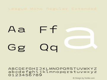 League Mono Regular Extended Version 2.000;PS 002.000;hotconv 1.0.88;makeotf.lib2.5.64775 Font Sample
