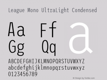 League Mono UltraLight Condensed Version 2.000;PS 002.000;hotconv 1.0.88;makeotf.lib2.5.64775图片样张