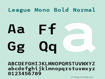 League Mono Bold Normal Version 2.000 Font Sample