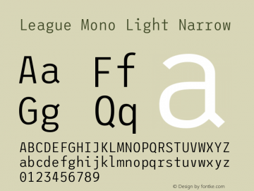 League Mono Light Narrow Version 2.000 Font Sample