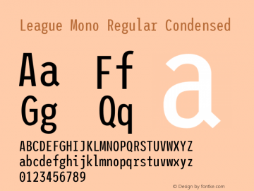 League Mono Regular Condensed Version 2.000 Font Sample