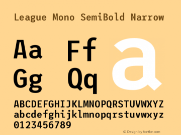 League Mono SemiBold Narrow Version 2.000 Font Sample