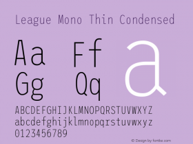 League Mono Thin Condensed Version 2.000图片样张