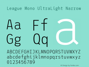 League Mono UltraLight Narrow Version 2.000 Font Sample